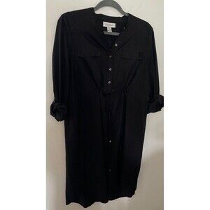 Motherhood Maternity Women Black Button Up Shirt Dress Large